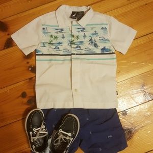 24M NWOT Nautica Island themed Button down